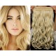 20˝ one piece full head clip in hair weft extension wavy – the lightest blonde