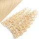 24˝ one piece full head clip in hair weft extension wavy – the lightest blonde