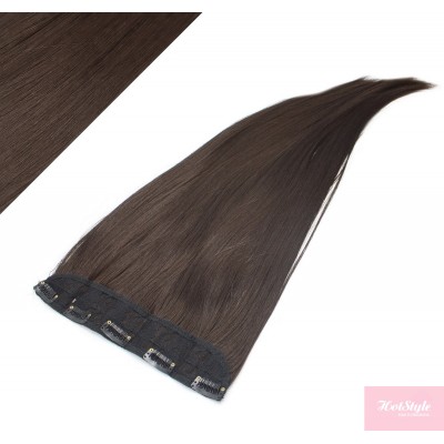 24˝ one piece full head clip in kanekalon weft extension straight – dark brown