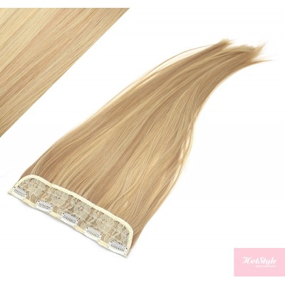 24˝ one piece full head clip in kanekalon weft extension straight – light blonde / natural blonde