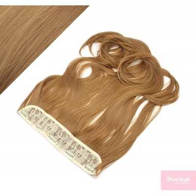 24˝ one piece full head clip in kanekalon weft extension wavy – light brown