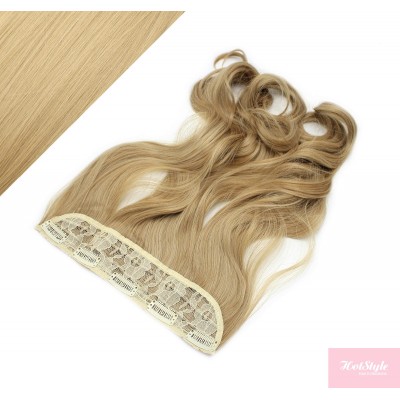 24˝ one piece full head clip in kanekalon weft extension wavy – natural blonde