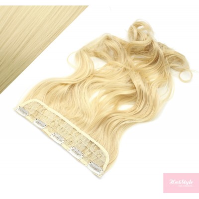 24˝ one piece full head clip in kanekalon weft extension wavy – the lightest blonde