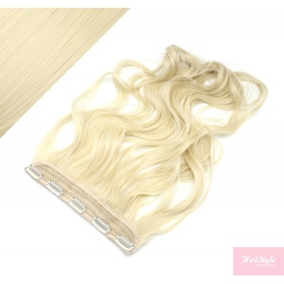 24˝ one piece full head clip in kanekalon weft extension wavy – platinum