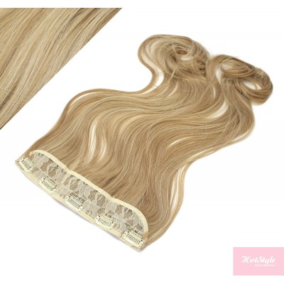 24˝ one piece full head clip in kanekalon weft extension wavy – mixed blonde