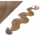20" (50cm) Nail tip / U tip human hair pre bonded extensions wavy – light brown