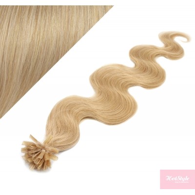20" (50cm) Nail tip / U tip human hair pre bonded extensions wavy – natural blonde
