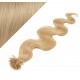 20" (50cm) Nail tip / U tip human hair pre bonded extensions wavy – natural blonde