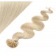 20" (50cm) Nail tip / U tip human hair pre bonded extensions wavy – platinum blonde