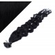 20" (50cm) Nail tip / U tip human hair pre bonded extensions curly – black