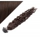 20" (50cm) Nail tip / U tip human hair pre bonded extensions curly – dark brown