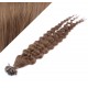 20" (50cm) Nail tip / U tip human hair pre bonded extensions curly – medium light brown