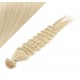 20" (50cm) Nail tip / U tip human hair pre bonded extensions curly – platinum blonde