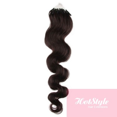 20 50cm Micro Ring Human Hair Extensions Wavy Natural Black
