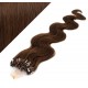 20" (50cm) Micro ring human hair extensions wavy- medium brown