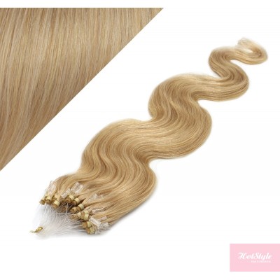 20" (50cm) Micro ring human hair extensions wavy- natural blonde