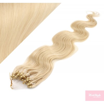 20" (50cm) Micro ring human hair extensions wavy- the lightest blonde