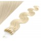 20" (50cm) Micro ring human hair extensions wavy- platinum blonde