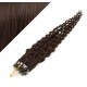 20˝ (50cm) Micro ring human hair extensions curly- dark brown