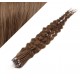 20˝ (50cm) Micro ring human hair extensions curly- medium light brown