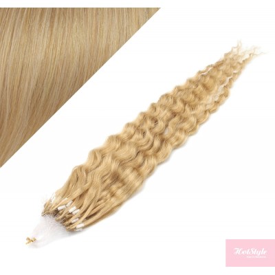 20˝ (50cm) Micro ring human hair extensions curly- natural blonde