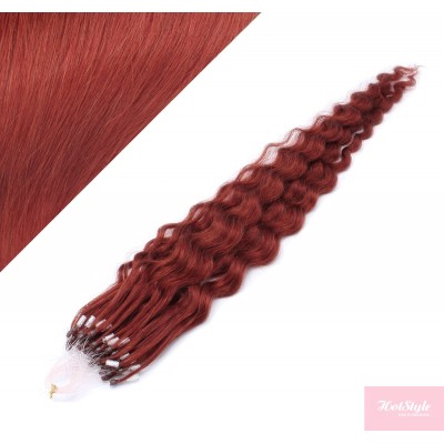 20˝ (50cm) Micro ring human hair extensions curly- copper red