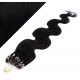 24˝ (60cm) Micro ring human hair extensions wavy - black