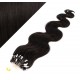 24˝ (60cm) Micro ring human hair extensions wavy - natural black