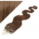 24˝ (60cm) Micro ring human hair extensions wavy - medium light brown