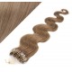 24˝ (60cm) Micro ring human hair extensions wavy - light brown