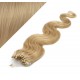 24˝ (60cm) Micro ring human hair extensions wavy - natural blonde