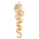 24˝ (60cm) Micro ring human hair extensions wavy - the lightest blonde