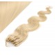 24˝ (60cm) Micro ring human hair extensions wavy - the lightest blonde