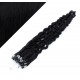 24˝ (60cm) Micro ring human hair extensions curly - black