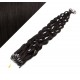 24˝ (60cm) Micro ring human hair extensions curly - natural black