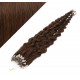 24˝ (60cm) Micro ring human hair extensions curly - medium brown