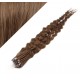 24˝ (60cm) Micro ring human hair extensions curly - medium light brown