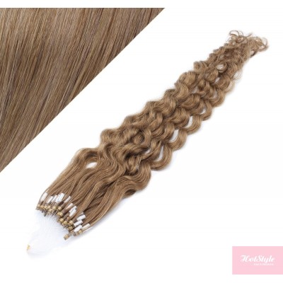 24˝ (60cm) Micro ring human hair extensions curly - light brown