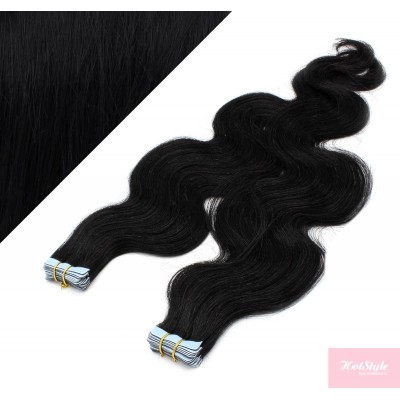20˝ (50cm) Tape Hair / Tape IN human REMY hair wavy - black