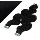 20˝ (50cm) Tape Hair / Tape IN human REMY hair wavy - black