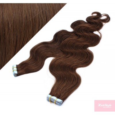 20˝ (50cm) Tape Hair / Tape IN human REMY hair wavy - medium brown