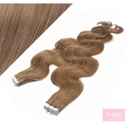 20˝ (50cm) Tape Hair / Tape IN human REMY hair wavy - light brown