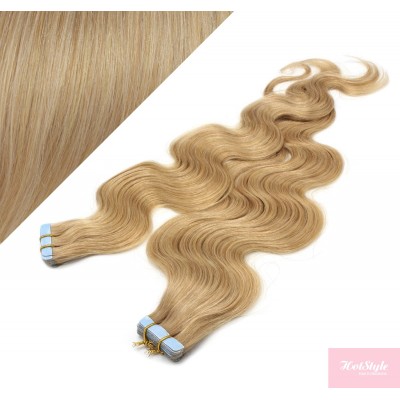 20˝ (50cm) Tape Hair / Tape IN human REMY hair wavy - natural blonde