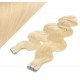 20˝ (50cm) Tape Hair / Tape IN human REMY hair wavy - the lightest blonde