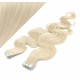 20˝ (50cm) Tape Hair / Tape IN human REMY hair wavy - platinum blonde