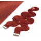 20˝ (50cm) Tape Hair / Tape IN human REMY hair wavy - copper red