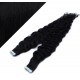 20˝ (50cm) Tape Hair / Tape IN human REMY hair curly - black