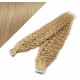 20˝ (50cm) Tape Hair / Tape IN human REMY hair curly - natural blonde