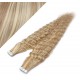 20˝ (50cm) Tape Hair / Tape IN human REMY hair curly - mixed blonde