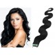 24˝ (60cm) Tape Hair / Tape IN human REMY hair wavy - black
